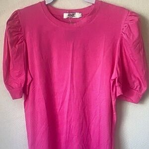 Vibrant Pink Puff Sleeve Tee